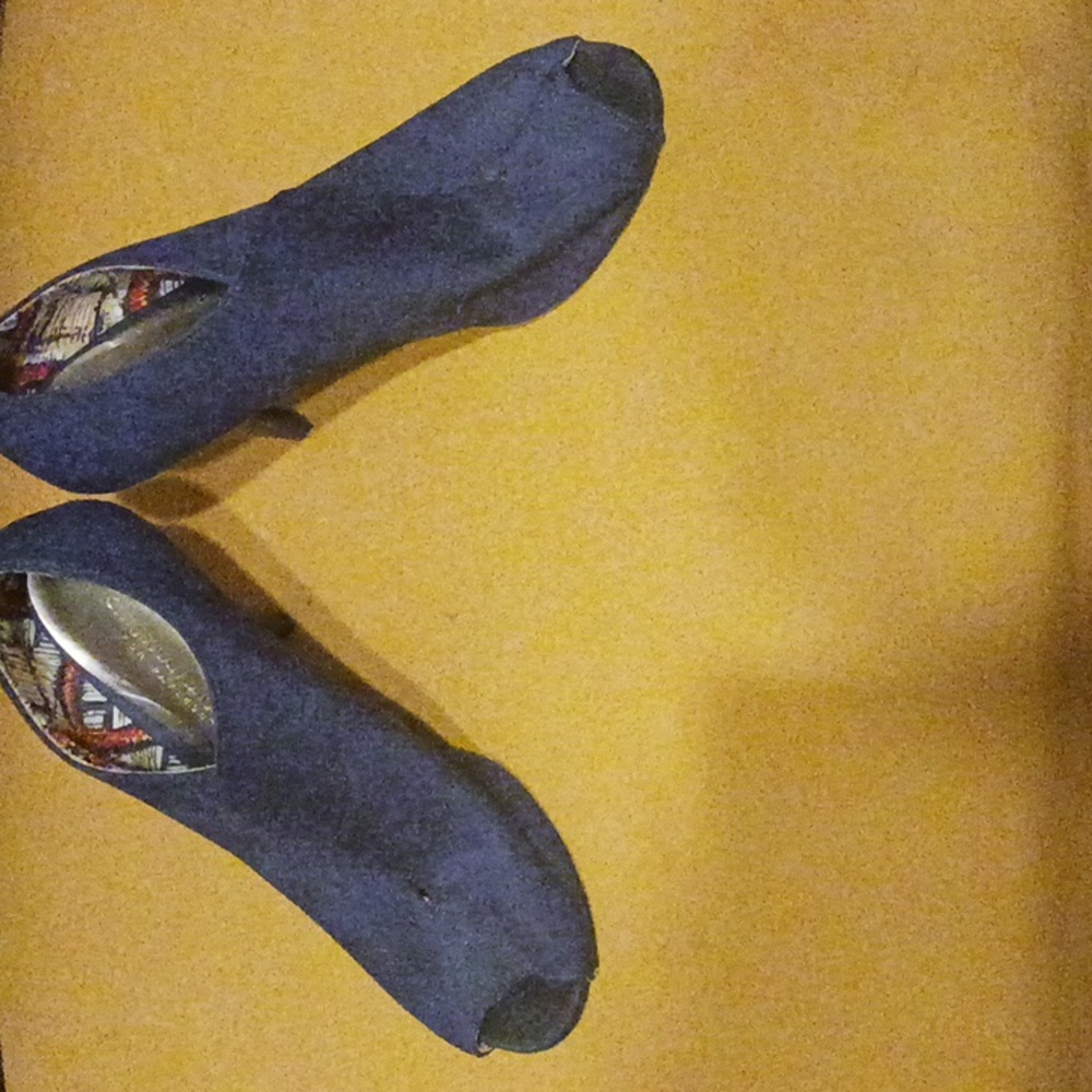 Christian Siriano Navy Blue Peep-Toe Heels